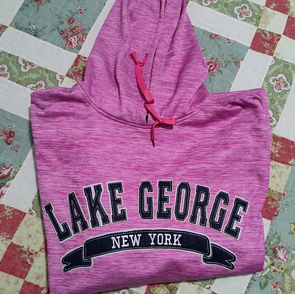 NWOT Heathered Pink Lake George New York Fleece Lined Hoodie, Adult Size XXL - Picture 3 of 8